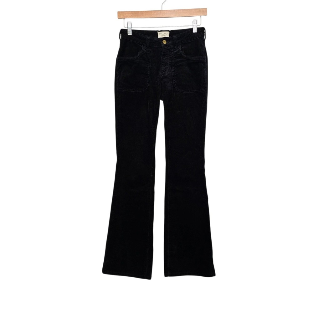 Pilcro and the Letterpress Black‎ Corduroy Flare Leg Pants Front Patch Pocket 25